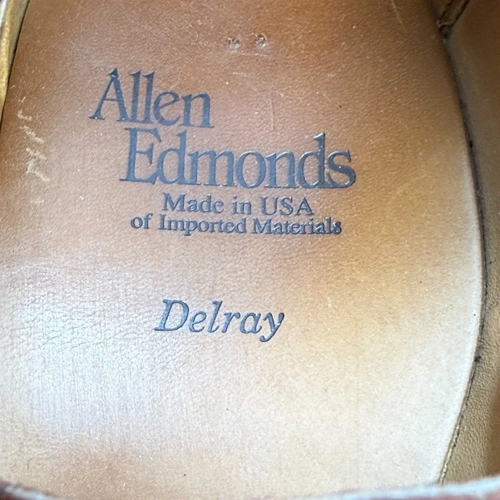 Allen Edmonds Delray Brown Leather Split Toe Dress Oxfords 9 D Reddish‎ Brown